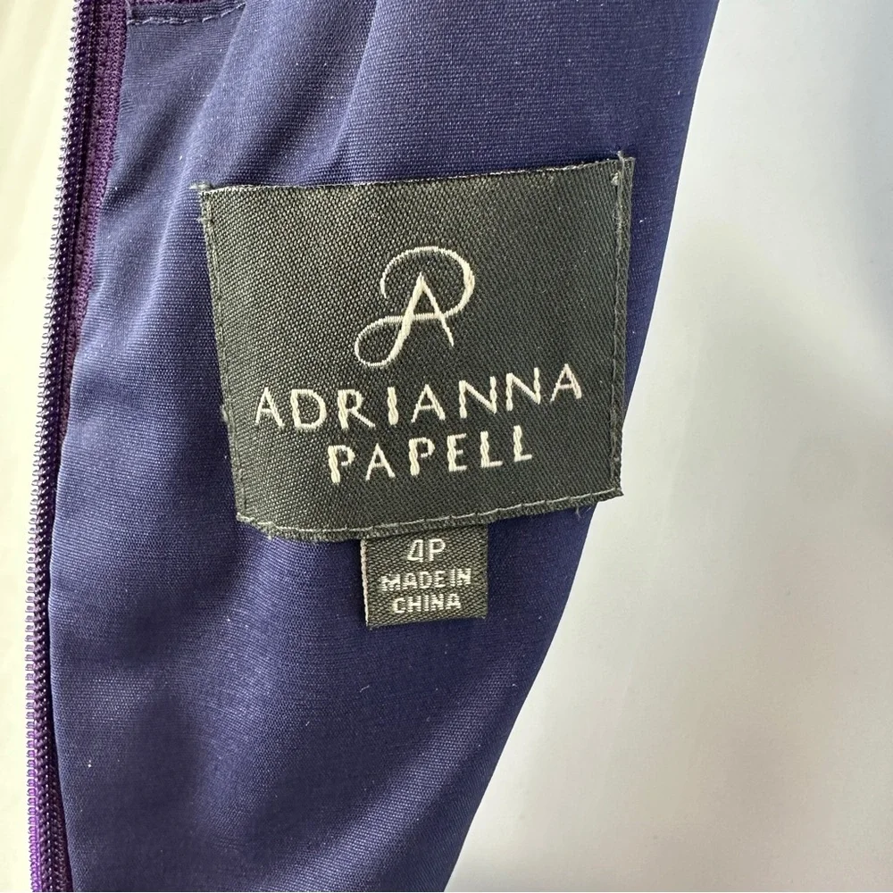 Adrianna Papell Deep Purple Lace Dress Size 4 Petite - Picture 7 of 8